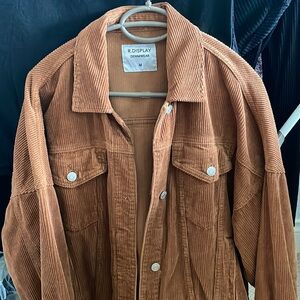 Burnt orange corduroy bomber jacket